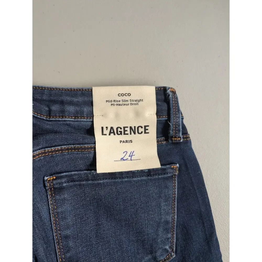 NWOT L'Agence coco mid rise slim straight jeans Size 24 Blue #9NA53